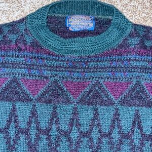 Pendleton Men's Crewneck Sweater - Green and Purple